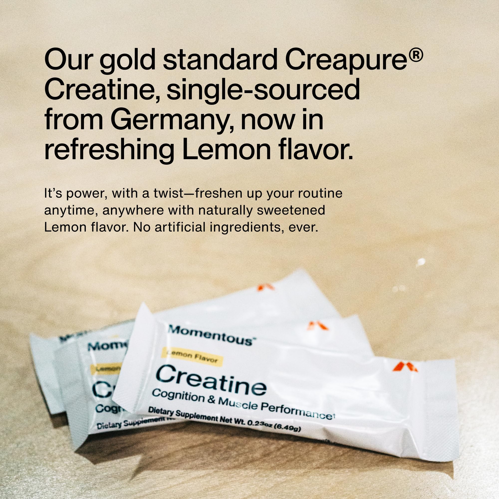 Momentous Creatine Lemon Monohydrate Powder - Creatine Powder - Supports Strength, Lean Muscle, & Recovery for Men & Women - NSF Certified for Sport - 6.49 g per Serving - 15 Servings - Image 3
