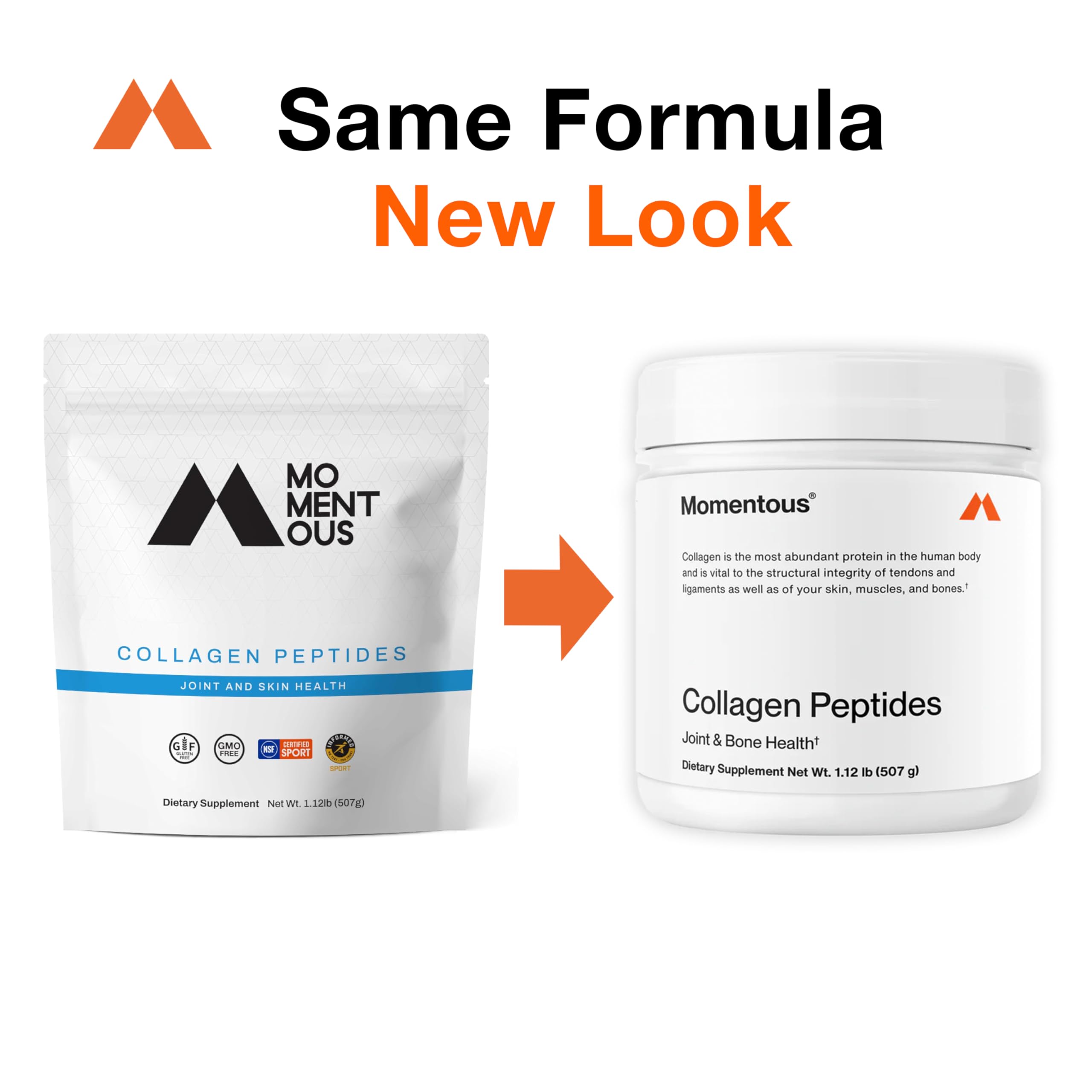 Momentous Grass-Fed Collagen Peptides Powder - Collagen Protein Powder with Fortigel & Vitamin C for Hair, Skin, Nails, & Joint Health Support - NSF Certified for Sport - Packaging May Vary - Image 2